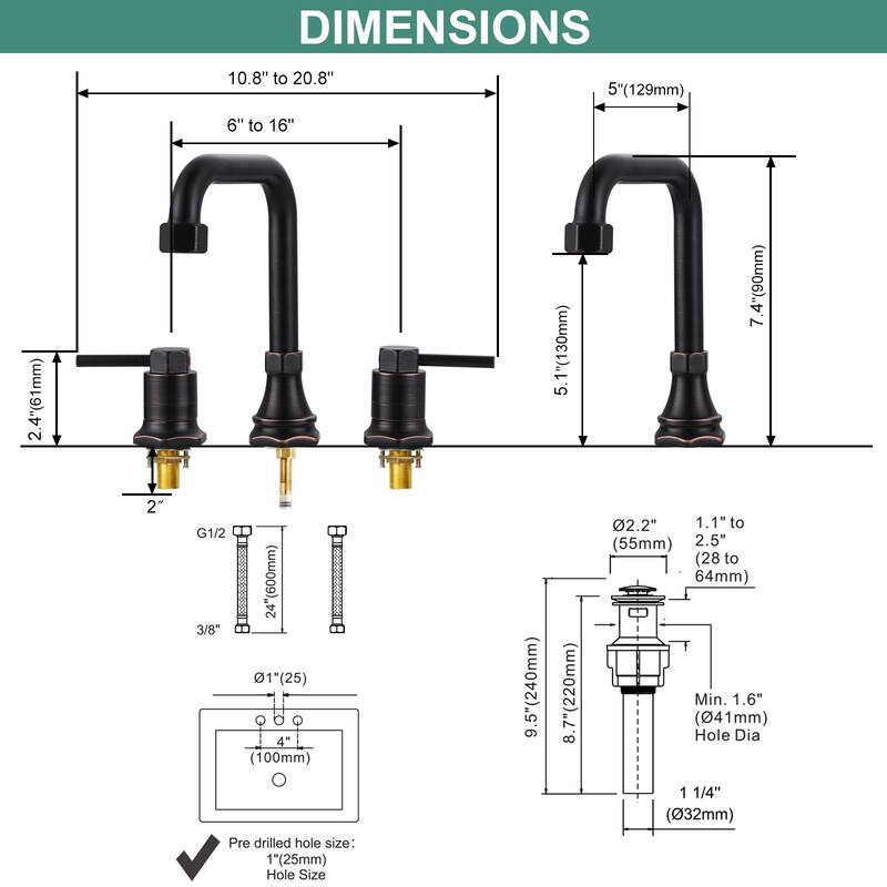 WOWOW Modern-Style Bathroom Faucet with Pop-Up Drain