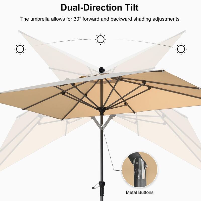 PURPLE LEAF Heavy-duty Crank and Tilt Table Umbrella Outdoor Patio Market Umbrella