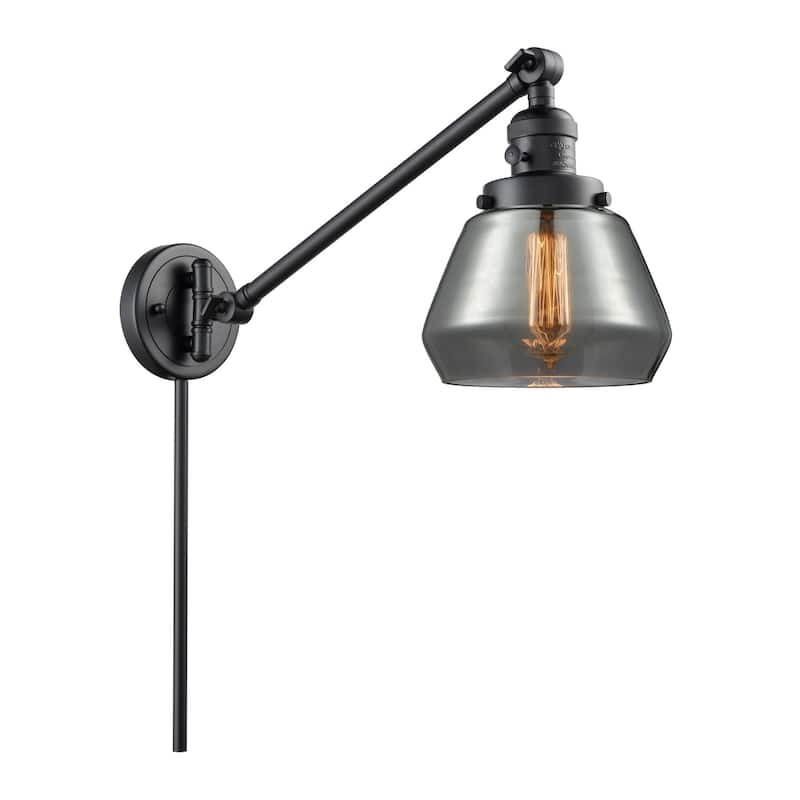 Innovations Lighting Fulton Single Light 25" Tall Wall Sconce / - Matte Black / Plated Smoked