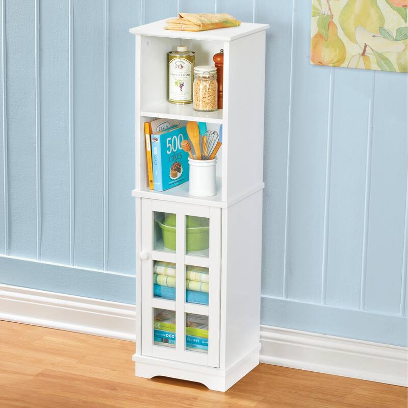 White Wooden Freestanding Storage Cabinet with Shelves - NO SIZE - White - NO SIZE