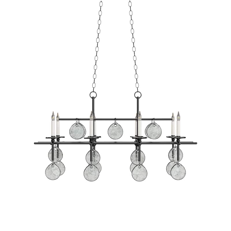 Currey & Company Sethos Black Rectangular Chandelier - 23"h x 42"w x 30"d