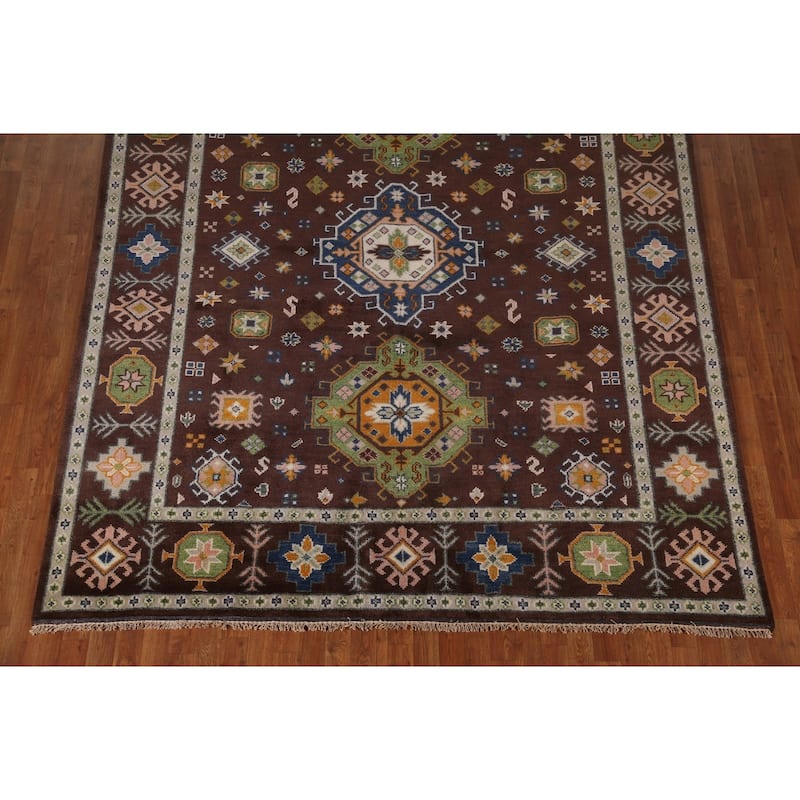 Geometric Kazak Oriental Area Rug Handmade Wool Carpet - 8'0" x 9'11"