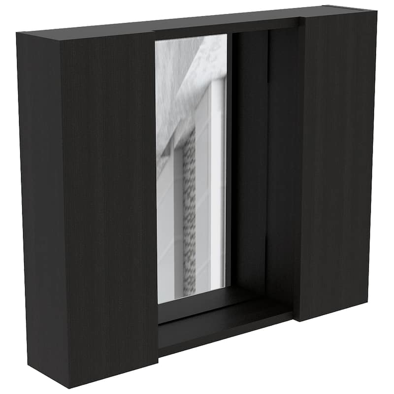 Artemisa Medicine Cabinet with Double Door, Mirror, and External Shelf - N/A - Black
