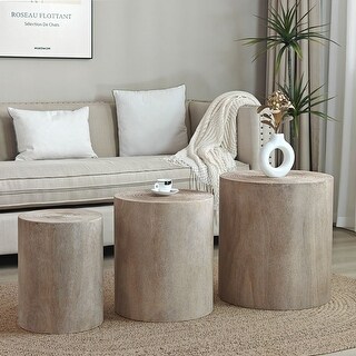 Tree Ring Table Set of 3 Rustic Wooden Coffee Tables with Distinctive Tree Ring ...