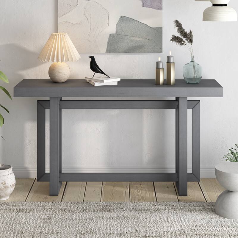 Contemporary Console Table with Wood Top, Extra Long Entryway Table for Entryway, Hallway, Living Room, Foyer, Corridor