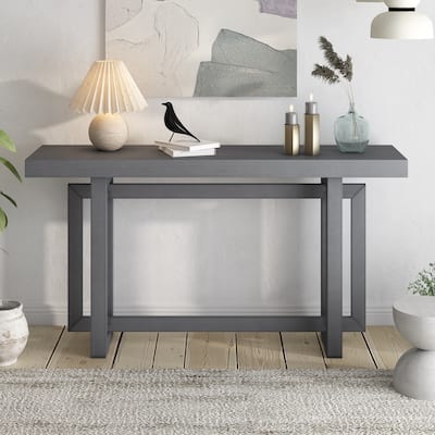 Triple Rectangle Entryway Table Accent Table, Console Table with Wood Legs, Long Sofa Table with Adjustable Foot Pads