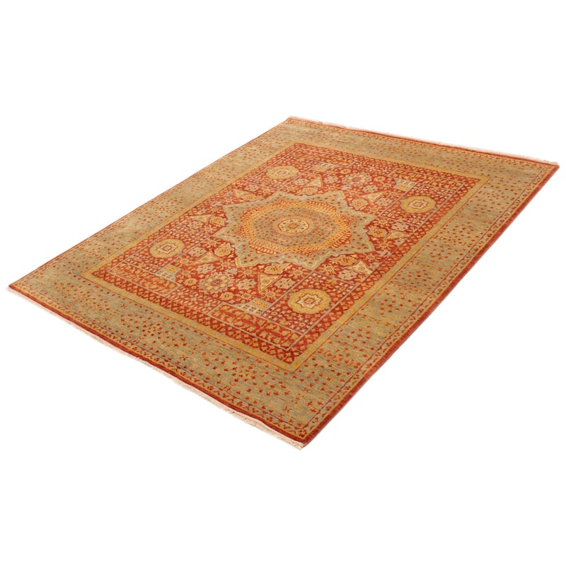 ECARPETGALLERY Hand-knotted Mamluk Dark Copper Wool Rug - 7'9 x 9'5