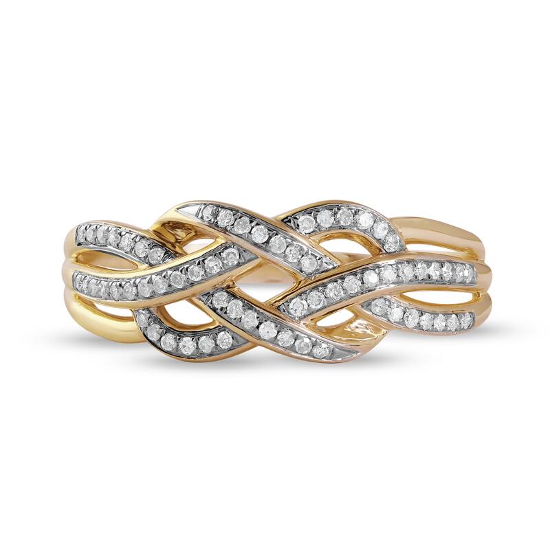 IGI Certified 1/5ct TDW Diamond Swirling Band in 10K Yellow Gold for Women