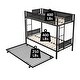 preview thumbnail 15 of 15, Black Twin over Twin Metal Bunk Bed with Trundle and Comfortable Guardrail