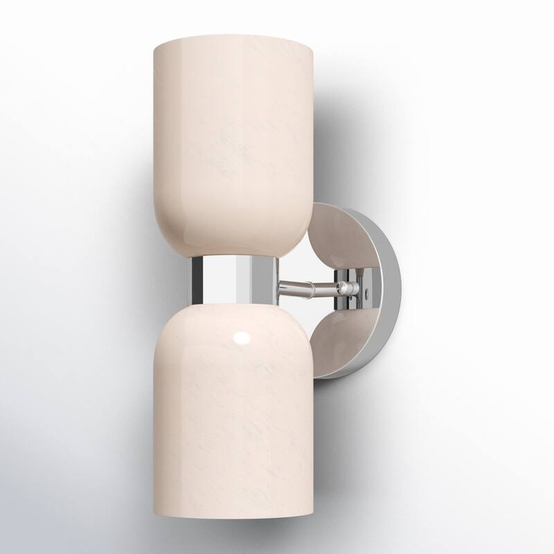 Shuman 2-light Mid-century Modern White Gold Wall Sconce with UL