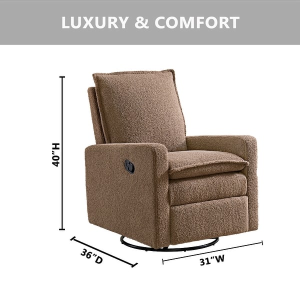 Oxford Baby Uptown Upholstered Glider Recliner, GreenGuard Gold Certified, 360° Swivel for Nursery & Living Room