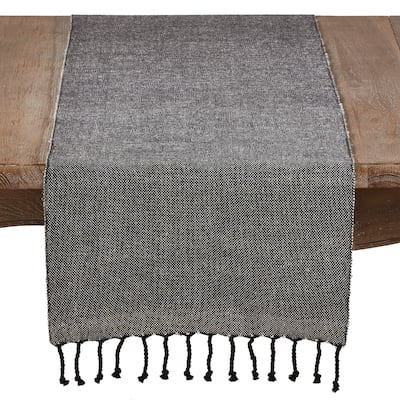 Solid Tasseled Cotton And Jute Runner