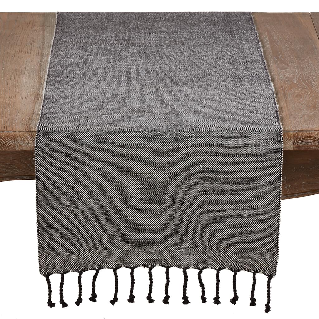 Solid Tasseled Cotton And Jute Runner