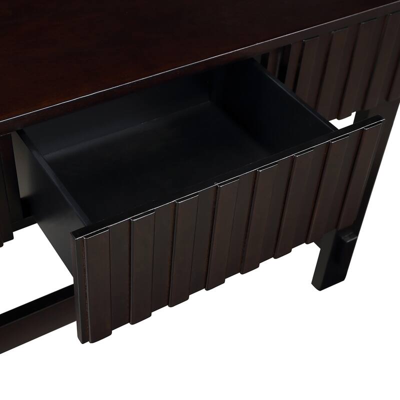 Mid Century Farmhouse Fluted Console Table with Storage Drawers