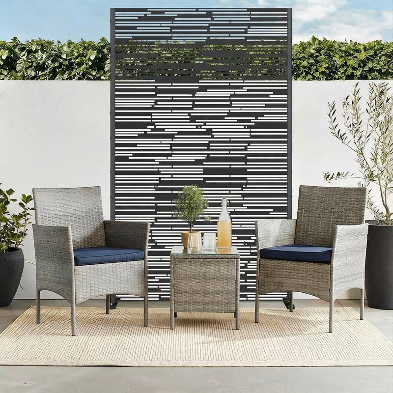 EROMMY Privacy Screen Metal Outdoor Indoor Divider, Weather & Rust Proof Garden Patio Pool Fence, Easy Assemble Modern Design - Glitch pattern
