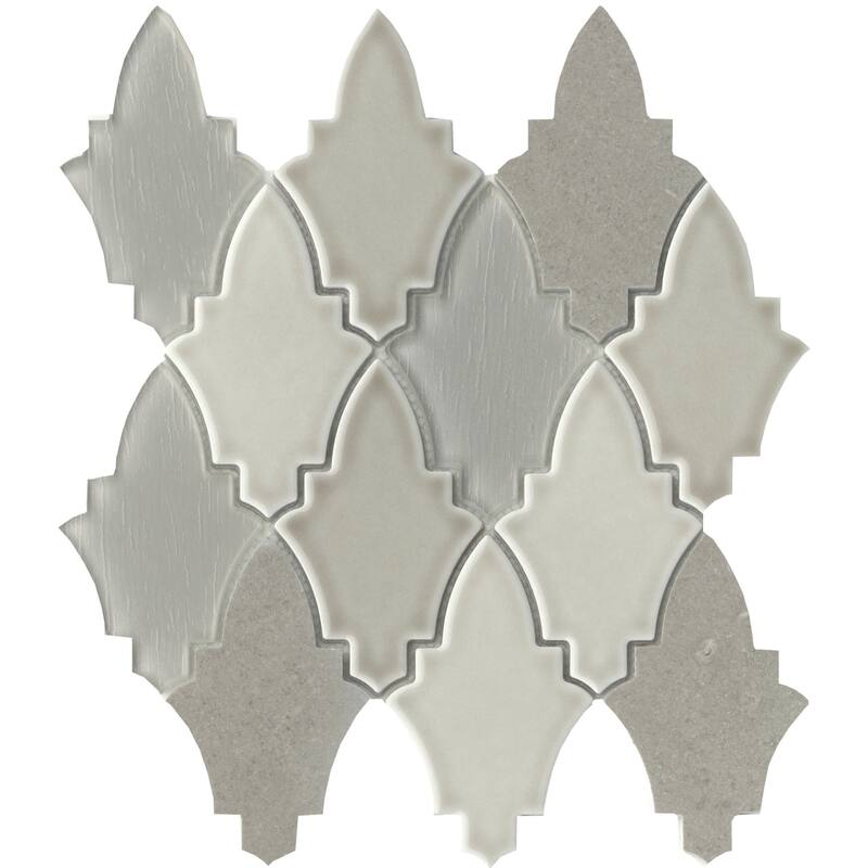 Emser Tile Fleur - 11" x 12" Specialty Arabesque/Baroque Mosaic Wall - Roza