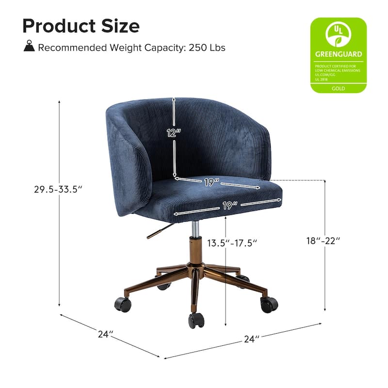 Astore Modern Corduroy Ergonomic Barrel Swivel Office Chair with Height-Adjustable by HULALA HOME