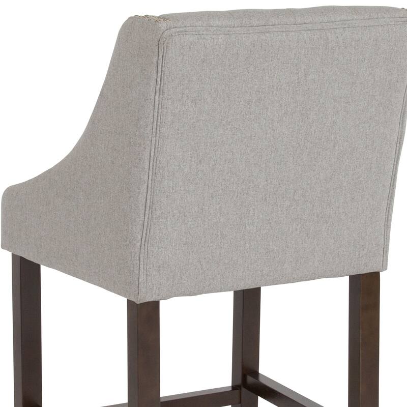 Transitional Tufted Upholstered/Walnut Finish Counter Stool (Set of 2)
