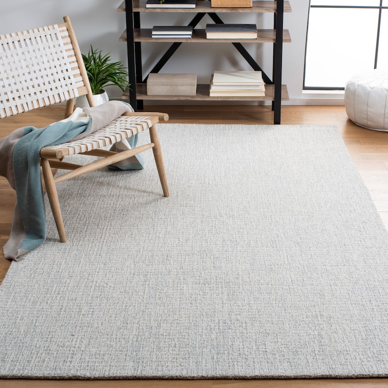 SAFAVIEH Handmade Abstract Lottie Modern Wool Rug - 4' Square - Light Grey/Ivory - Square