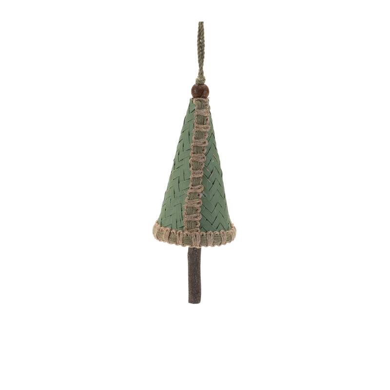 Woven Bamboo Pine Tree Ornament (Set of 4) - N/A
