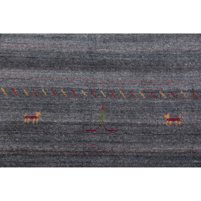 Hand Knotted Oriental 100% Wool Carpet Tribal Tribal Greys & Charcoal Gabbeh Area Rug - 9' 6'' X 8' 1''