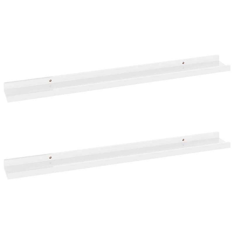 Yuli Wall Shelf Set of 2, Contemporary White, Raised Ledge Design 32 Inch