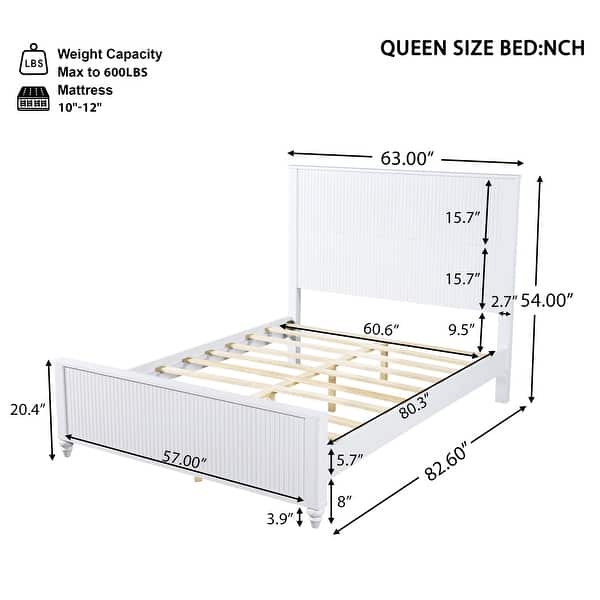 dimension image slide 0 of 6, Christopher Knight Home - Silverton Modern 3-Piece Bedroom Set with Classic Grooved Panels Bed Frame & Matching Nightstands