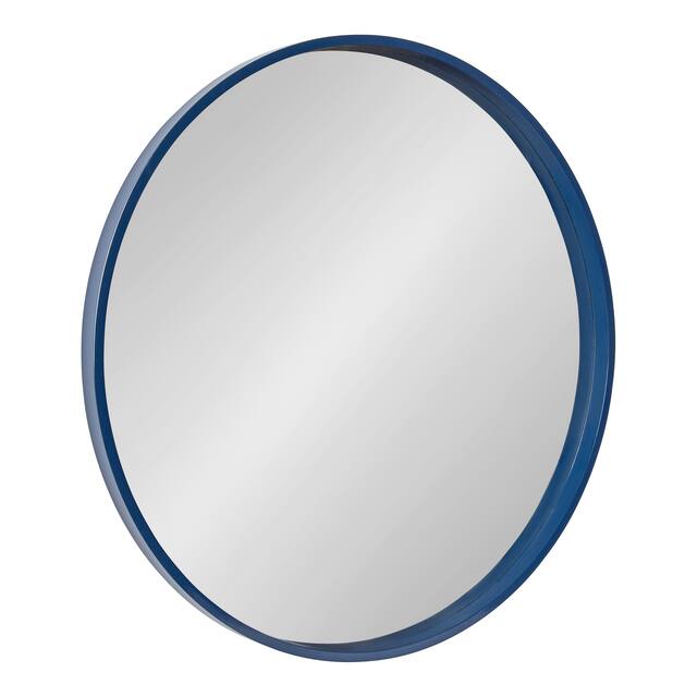 Kate and Laurel Travis Round Wood Accent Wall Mirror - 31.5" Diameter - Navy Blue