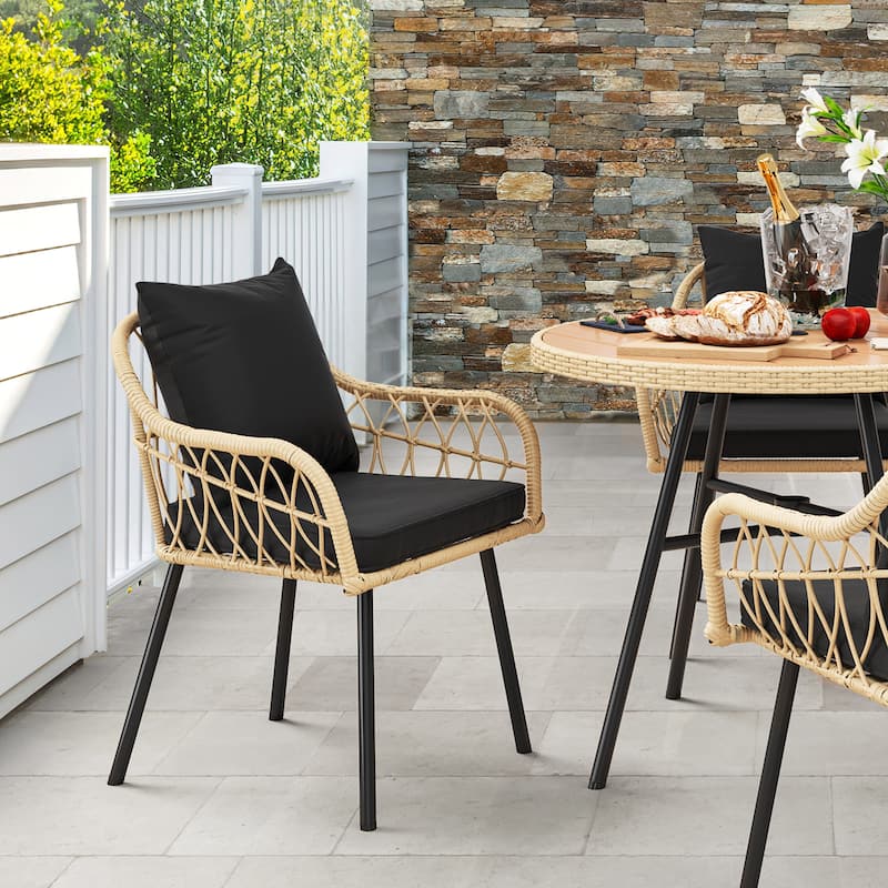 Moasis 4-Person Patio Bistro Set Wicker Dinner Table Set