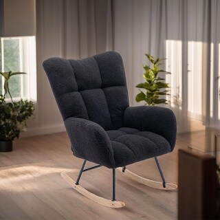 Soft Teddy Velvet Fabric Rocking Chair for Nursery - Bed Bath & Beyond ...