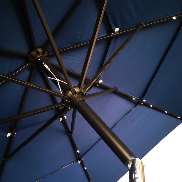 11FT Solar LED Lighted Patio Umbrella with 8 Ribs