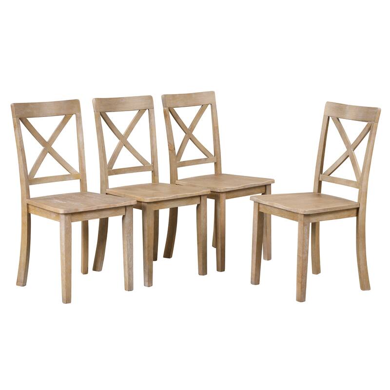 5-Piece Wooden Dining Table Set with Expandable Round Table & 4 Chairs