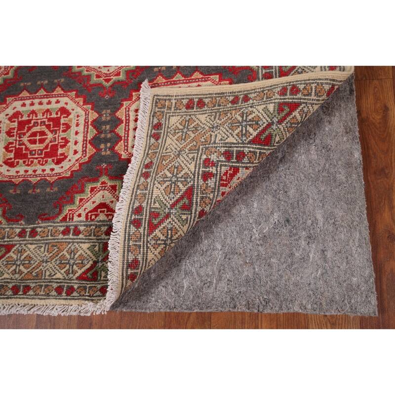 Charcoal Gray Kazak Oriental Accent Rug Handmade Wool Carpet - 3'2" x 4'11"