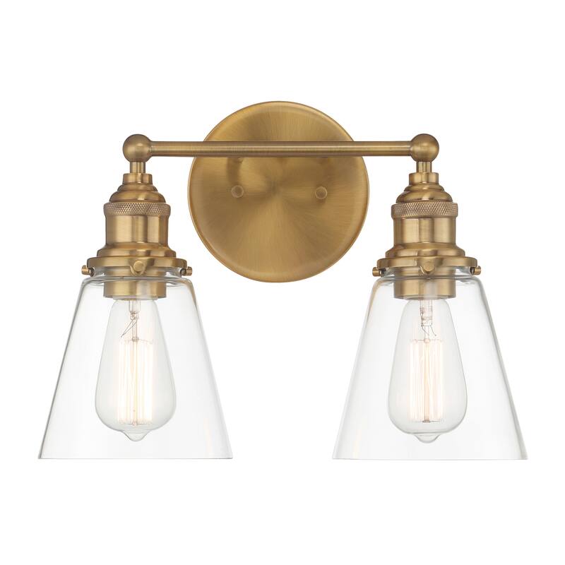 Minka Lavery 5682 Barwell 2 Light 15" Wide Vanity Light with Clear - Oxidized Aged Brass