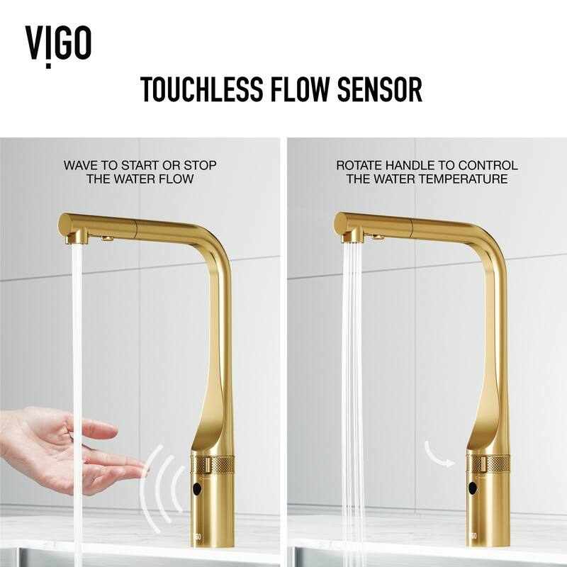 VIGO Jewel 15" H Touchless Pull-Out Sprayer Kitchen Faucet