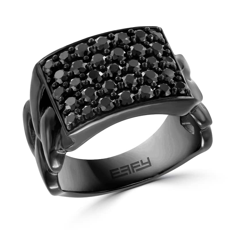 EFFY Men's 925 Sterling Silver Black Spinel Ring
