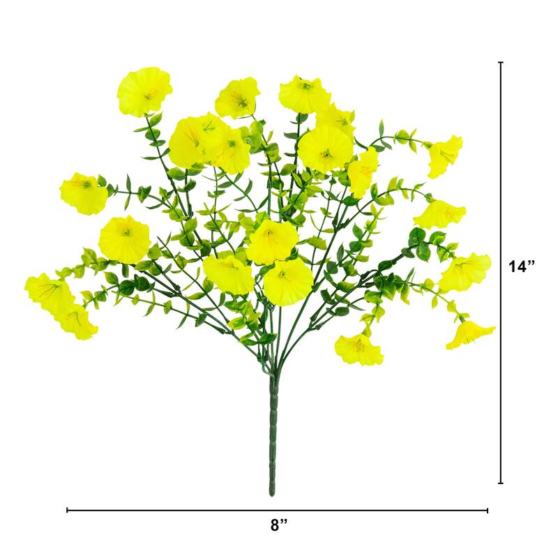 14-in UV Resistant Artificial Morning Glory Bush - Set of 12