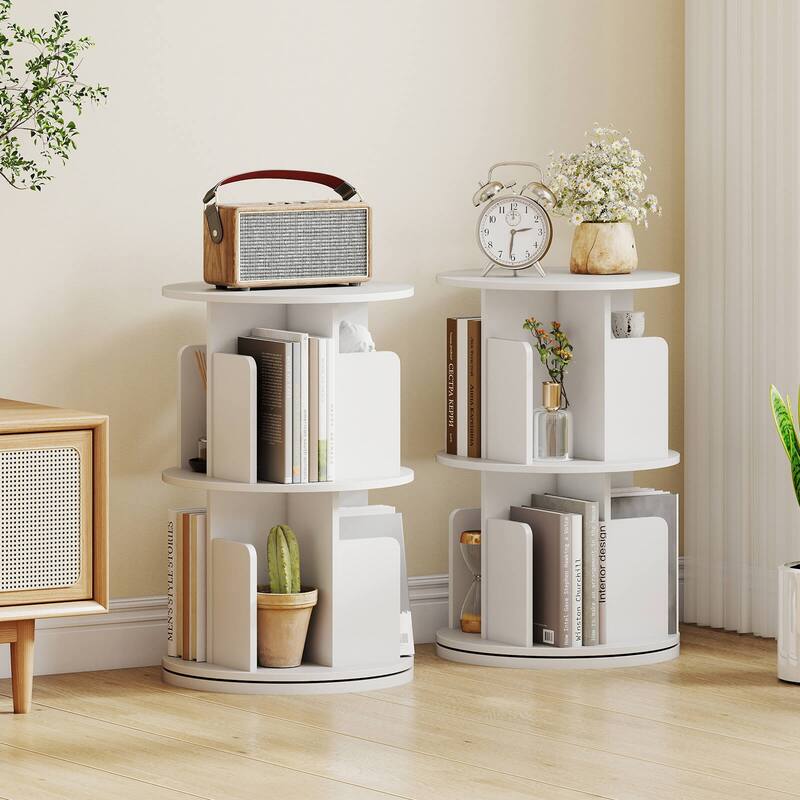 Costway 1/2 PCS 2-Tier Rotating Bookshelf 360° Display Rack with - See Details