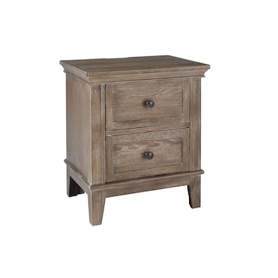 Leland 2-Drawer Traditional Wood Nightstand, Sandwash Gray