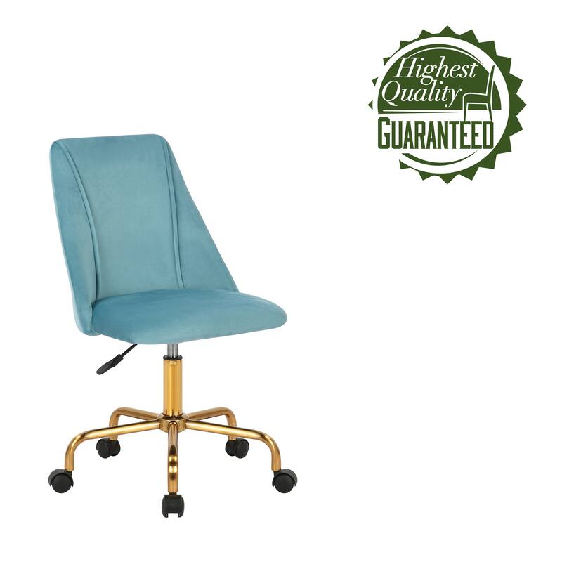 Porthos Home Caia Armless Office Chair, Velvet, Gold Metal Legs