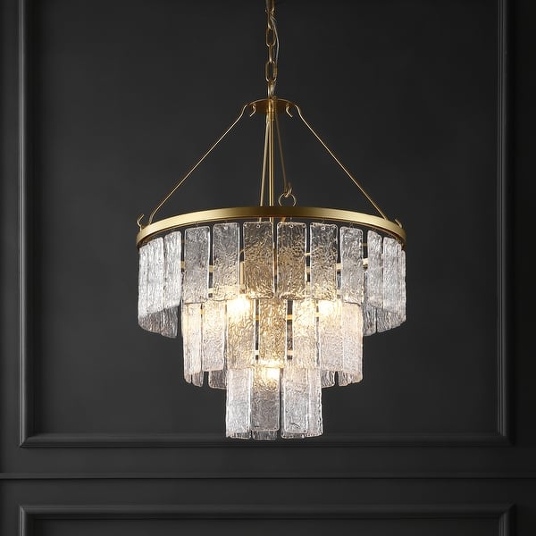 slide 2 of 5, SAFAVIEH Couture Marjory Art Deco 3-Tier Pendant Chandelier - 23.75 IN W x 23.75 IN D x 34.5 / 82.5 IN H