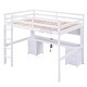 preview thumbnail 18 of 22, Full Size Loft Bed with Desk, Storage Cabinets, Drawers & Bedside Tray, Versatile Wood Bedframe with Plug Outlets & 2 USB Port