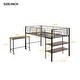 preview thumbnail 7 of 7, Twin Size Metal Loft Bed with 1 Rolling Desk and 2 Shelves, Black