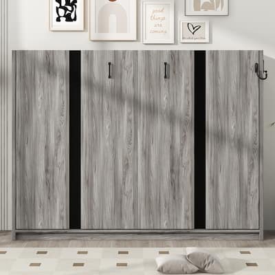 Full Murphy Bed with Storage - Space-Saving Wall Bed Folds into Cabinet, No Box Spring Needed
