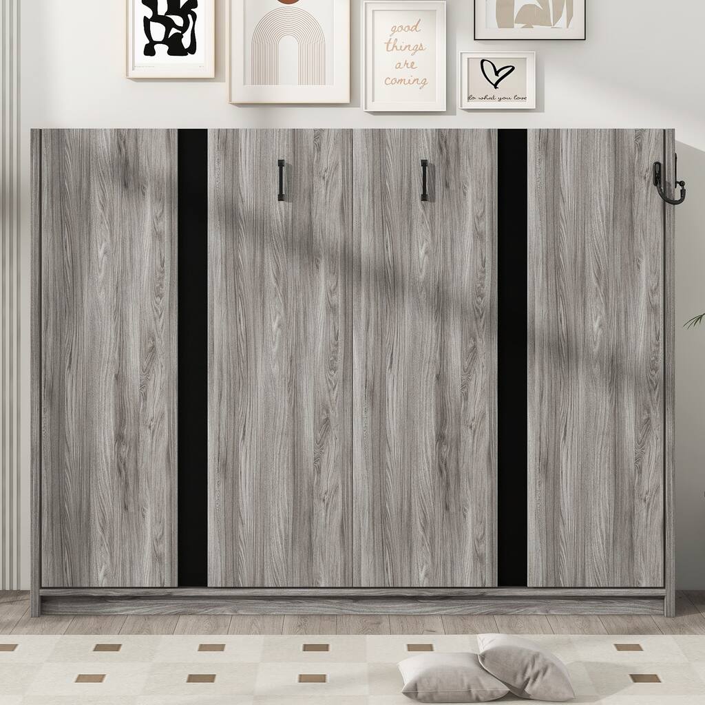 Full Murphy Bed with Storage - Space-Saving Wall Bed Folds into Cabinet, No Box Spring Needed