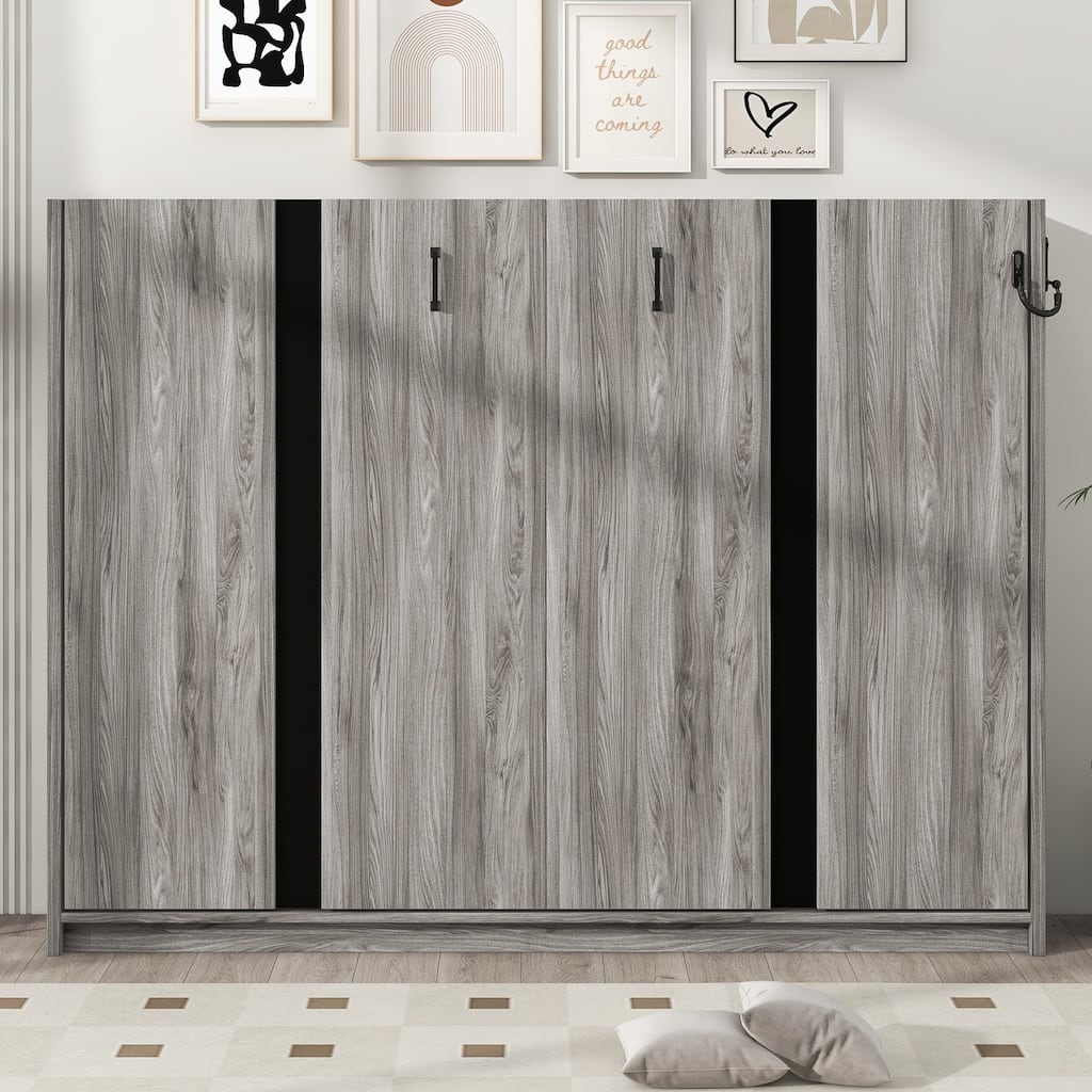 Full Size Murphy Bed, Folds into Cabinet with Solid Frame, No Box Spring Needed