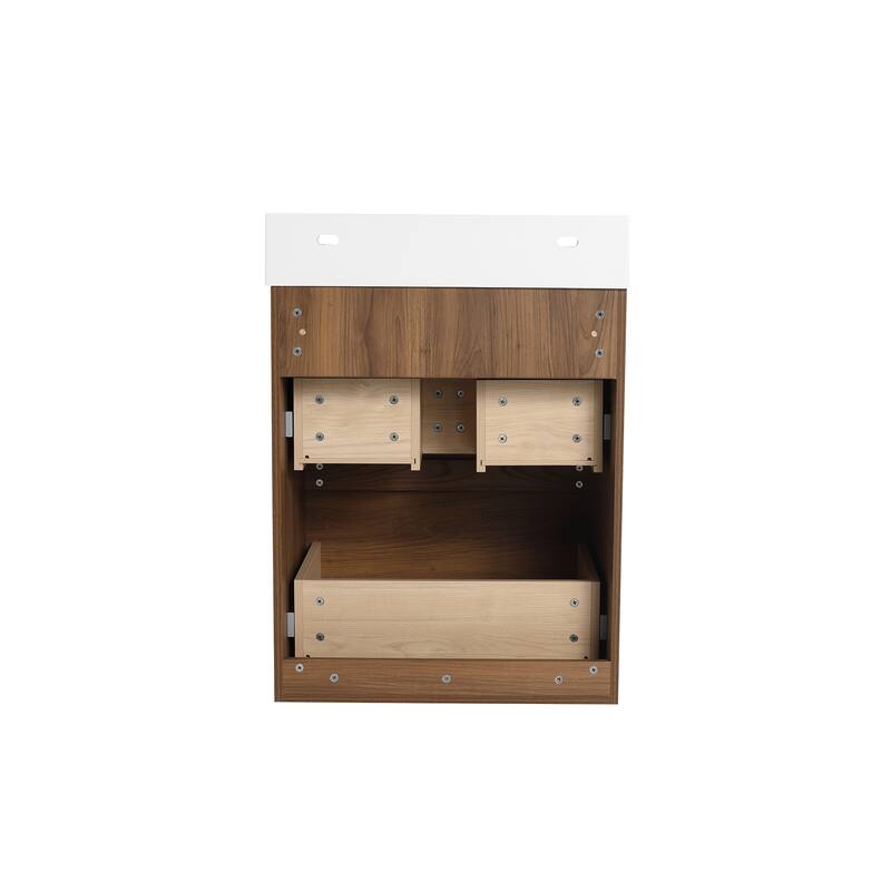 24 in. W x 18 in. D x 35 in. H Single Sink Freestanding Bath Vanity with White Resin Top
