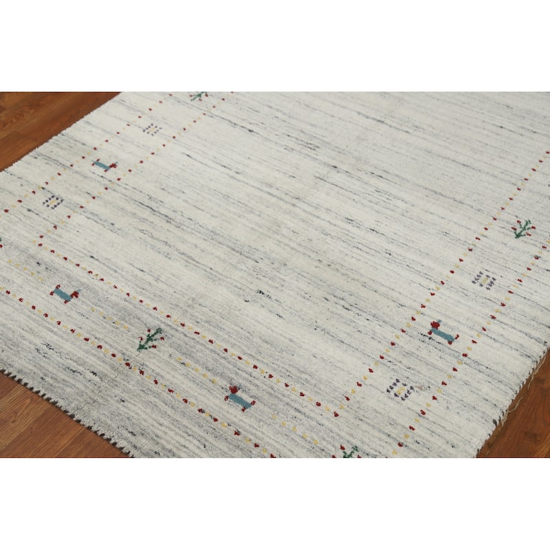 Little Animals Gabbeh Indian Rug Hand-Knotted Wool Carpet - 4'0" x 5'9"