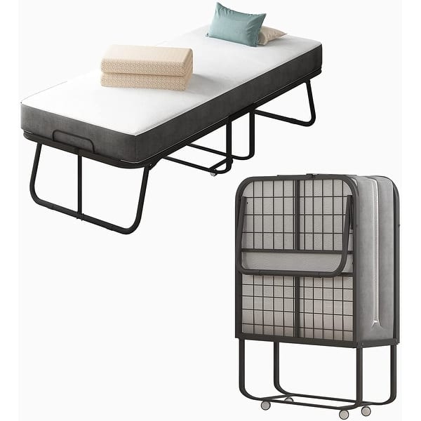 Mixoy Space Saving Fold Up Bed with Mattress,Twin Size Portable Bed