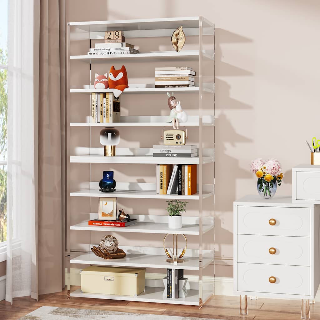 Bookshelf with Wood Shelves, Modern Bookcase, Display Storage Rack for Living Room, Bedroom, Home Office